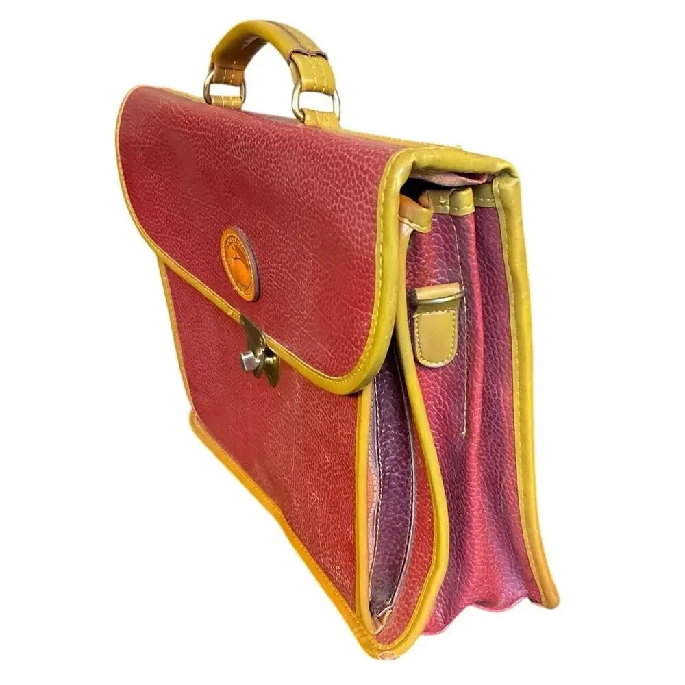 Vintage Dooney & Bourke AWL Burgundy Leather Briefcase Attache Bag 15”